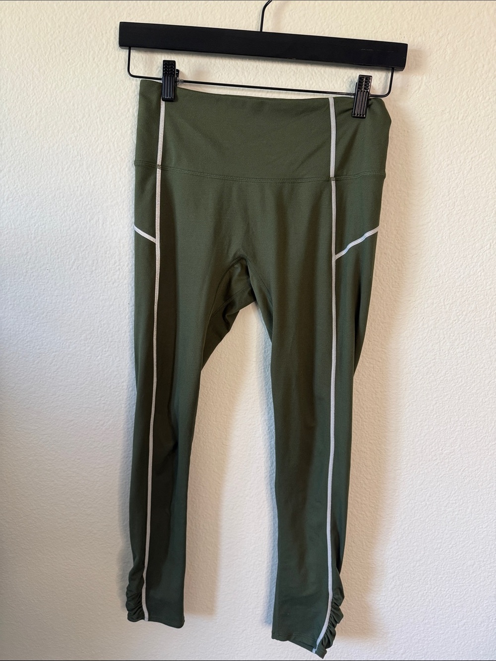 FP Movement by Free People Olive Green Leggings with White Trim